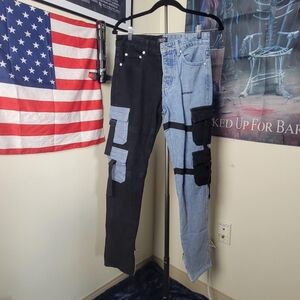 Lil Durk x BooHoo Man split tone denim skeany jeans